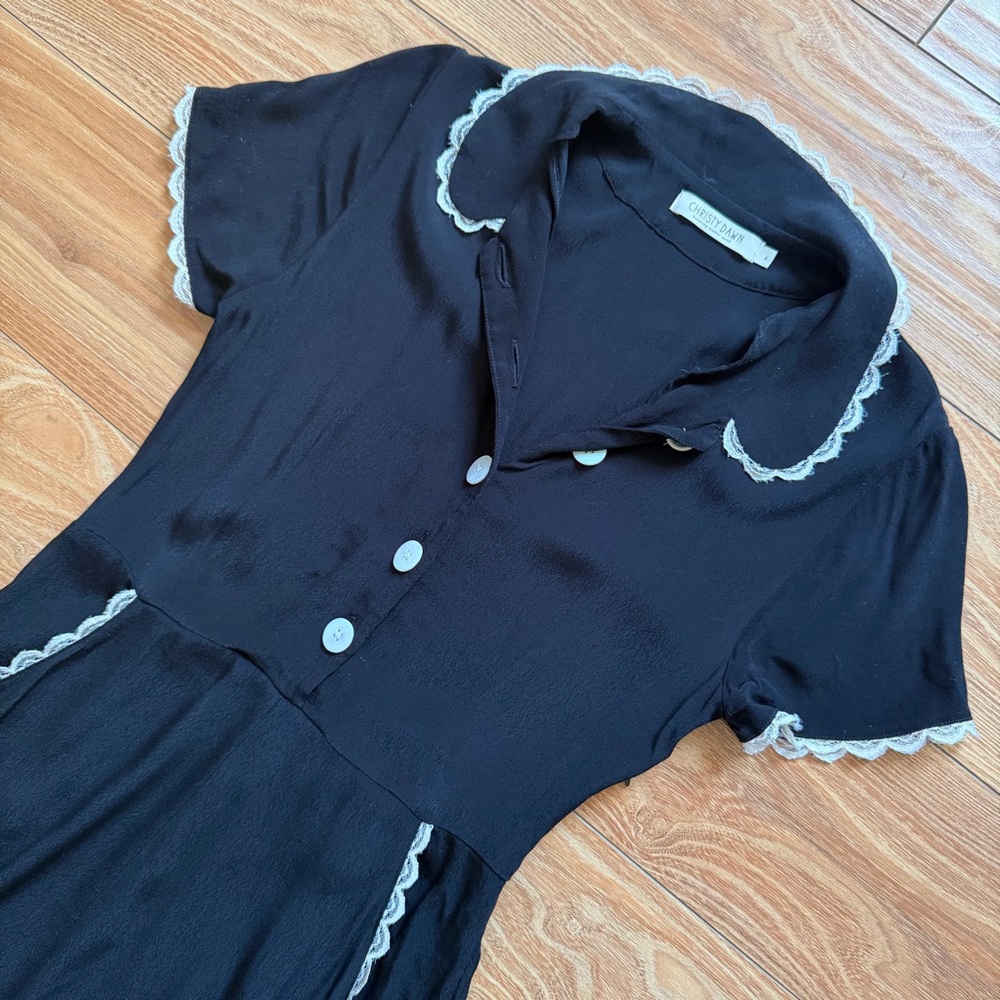 Christy Dawn Black Midi Dress with White Trim - Picture 10 of 13